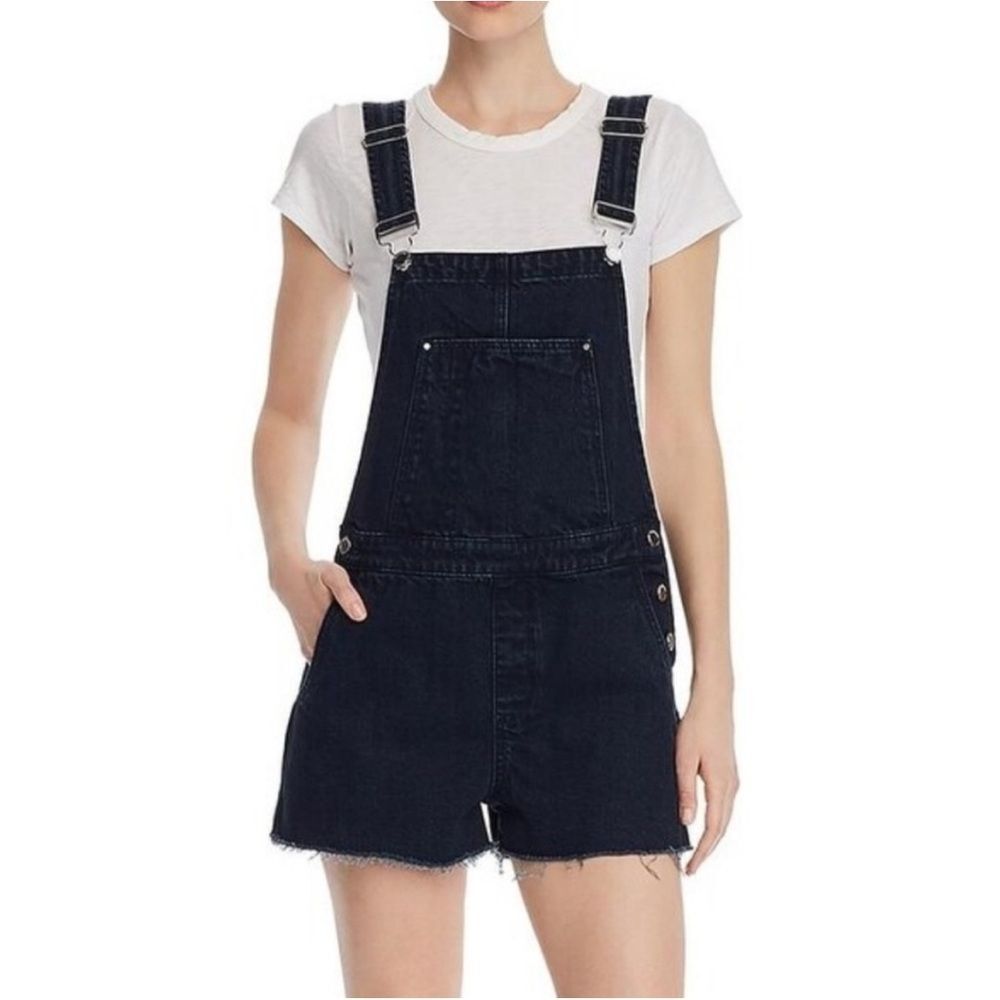 NWT Blank NYC Black Denim Shorts Overalls Shortalls, Size 25
